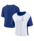 ფოტო #1 პროდუქტის Women's Royal, White Los Angeles Dodgers Line Up High Hip Fashion T-shirt