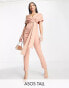 ASOS DESIGN Tall fallen shoulder scuba jumpsuit in blush