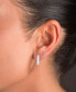 Cubic Zirconia Baguette Small Hoop Earrings in Sterling Silver, 0.79"