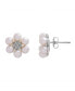 ფოტო #1 პროდუქტის Cultured Freshwater Pearl (4mm) & Diamond (1/20ct. tw.) Flower Earrings in Sterling Silver