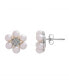 Cultured Freshwater Pearl (4mm) & Diamond (1/20ct. tw.) Flower Earrings in Sterling Silver