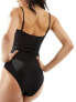 Monki twist front swimsuit in black M - фото #5