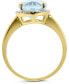 ფოტო #3 პროდუქტის Blue Topaz (3-3/4 ct. t.w.) & Diamond (1/8 ct. t.w.) Halo Ring in 14k Gold