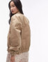 Фото #3 товара Topshop oversized cotton collar bomber jacket in stone