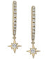 Фото #3 товара Diamond Star Dangle Hoop Drop Earrings (1/4 ct. t.w.) in 10k Gold, Created for Macy's