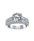 AAA CZ Pave Vintage Art Deco Style 2CT Princess Round Brilliant Cut Solitaire Engagement Ring For Women .925 Sterling Silver