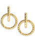 ფოტო #1 პროდუქტის Textured Circle Doorknocker Drop Earrings in 10k Gold
