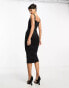 Фото #2 товара Rare London velvet sleeveless corset midi dress with iridescent gemstones in black