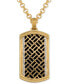 ფოტო #1 პროდუქტის Onyx & Diamond (1/4 ct. t.w.) Brick Pattern Dog Tag 22" Pendant Necklace in 14k Gold-Plated Sterling Silver, Created for Macy's