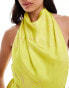 Фото #3 товара ASOS DESIGN satin cowl neck midaxi dress with tie waist in lime oversized floral print