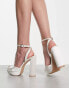 Be Mine Wide Fit Bridal Vanyaa platform sandals in ivory satin