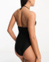 Фото #6 товара & Other Stories cut out halter swimsuit in black