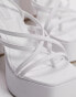 Фото #6 товара Topshop Wide Fit Elsie strappy platform with ankle tie in white