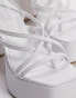 Topshop Wide Fit Elsie strappy platform with ankle tie in white