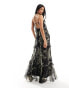 Фото #2 товара ASOS DESIGN halter ruffle maxi dress with cut out detail in leopard abstract print