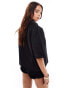 ASOS DESIGN premium boxy shirt with cutwork detail co-ord in black Черный, 32 - фото #2