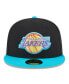ფოტო #2 პროდუქტის Men's Black, Turquoise Los Angeles Lakers Arcade Scheme 59FIFTY Fitted Hat