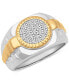 ფოტო #1 პროდუქტის Men's Diamond Circle Cluster Ring (1/3 ct. t.w.) in Sterling Silver & 18k Gold-Plate