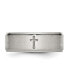 Stainless Steel Brushed Polished Cross 8mm Edge Band Ring