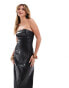 Фото #2 товара Forever New bandeau leather look midi dress in black