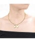 Фото #2 товара Sterling Silver 14k Gold Plated with Cubic Zirconia Double Heart Charm Necklace