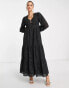 Фото #2 товара ASOS DESIGN broderie scallop detail button through maxi dress In black