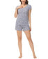 ფოტო #4 პროდუქტის Women's Printed Short Sleeve Top with Shorts Pajama Set, 2-Piece