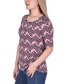 ფოტო #3 პროდუქტის Petite Short Sleeve Grommet Top