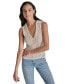 Women's Lacey Stitch Collared Sleeveless Sweater