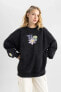 Фото #5 товара Свитшот толстовка defacto Coool Smileyworld Oversize Fit Bisiklet Yaka Kalın Sweatshirt