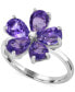 ფოტო #1 პროდუქტის Amethyst (3-1/4 ct. t.w.) & Diamond Accent Flower Ring in Sterling Silver