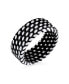 Фото #1 товара Men's Inside Out Design Two Tone Black Silver Masculine Tire Track Ring Band For Men Heavy Solid .925 Silver Handmade In Turkey Wide 8MM