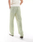 ASOS DESIGN relaxed striped trousers in green and beige