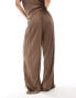 Фото #4 товара Vila wide leg plisse trouser co-ord in brown