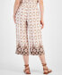 Фото #2 товара Women's Border-Print Cropped Wide-Leg Pants, Created for Macy's