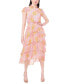 Фото #1 товара Women's Floral-Printed Smocked-Waist Tiered Midi Dress