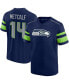 Фото #1 товара Men's DK Metcalf College Navy Seattle Seahawks Hashmark Name and Number V-Neck T-shirt