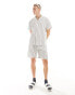 South Beach linen blend shorts in white with black stripe