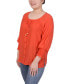 ფოტო #3 პროდუქტის Petite Button Front 3/4 Sleeve Blouse