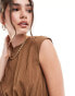 Фото #2 товара ASOS DESIGN sleeveless mini dress with drape detailing in brown