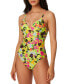 Фото #1 товара Bar III Women's Floral Chic One-Piece Swimsuit In Citron Size M