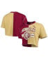 Фото #1 товара Women's Garnet, Gold Florida State Seminoles Colorblock Cropped T-shirt