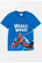 Фото #1 товара Kids Bisiklet Yaka Spiderman Baskılı Kısa Kollu Erkek Çocuk Tişört