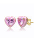 ფოტო #1 პროდუქტის Young Adults/Teens 14k Yellow Gold Plated with Pink Morganite Cubic Zirconia Pink Enamel Halo Heart Stud Earrings