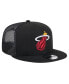 Men's Black Miami Heat Evergreen Meshback 9FIFTY Snapback Hat - фото #2