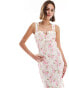 Фото #1 товара Mango sweetheart neck floral midi dress in white