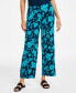Фото #1 товара Широкие брюки с цветочным узором Elena JM Collection Petite, созданные для Macy's