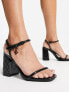 Фото #1 товара River Island embossed block heeled sandal in black