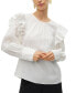 Фото #3 товара Women's Bilde Embroidered-Sleeve Frilled Top