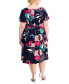 Фото #2 товара Plus Size Printed Tied-Side Fit & Flare Dress